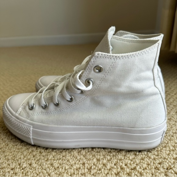 Converse Chuck Taylor Lift Platform High Top Sneakers All White - Picture 4 of 11